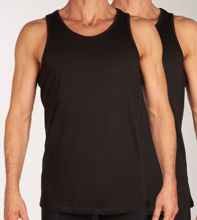 Jack & Jones singlet 2 pack jacbasic tanktop black heren 12133910-2715985 Jack & Jones débardeur lot de 2 jacbasic tanktop black hommes
