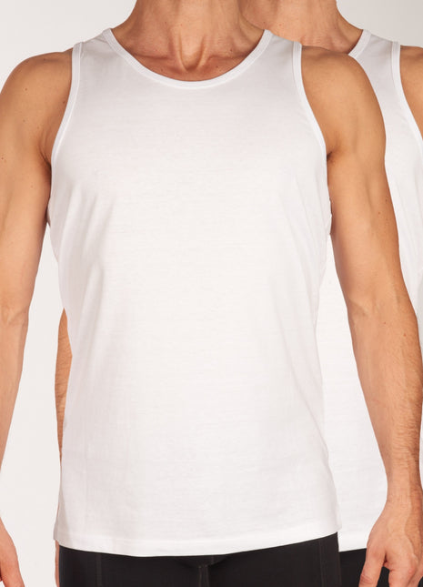 Jack & Jones singlet 2 pack jacbasic tanktop white heren 12133910-2715986 Jack & Jones débardeur lot de 2 jacbasic tanktop white hommes
