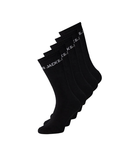 Jack & Jones sokken 5 paar jacbasic logo tennis sock black heren 12179475-3453662 Jack & Jones chaussettes 5 paires jacbasic logo tennis sock black hommes
