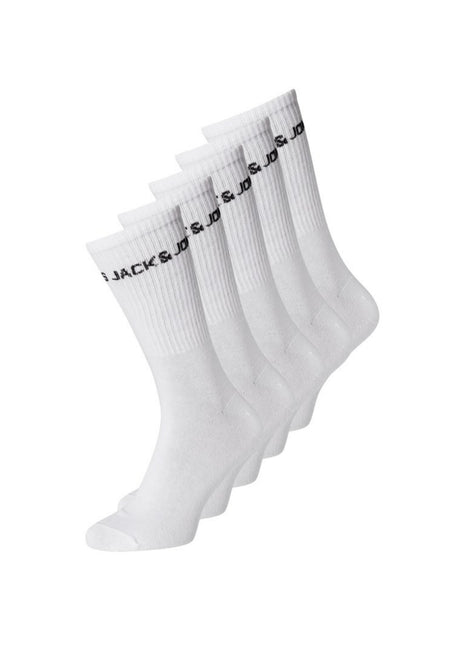 Jack & Jones sokken 5 paar jacbasic logo tennis sock white heren 12179475-3453663 Jack & Jones chaussettes 5 paires jacbasic logo tennis sock white hommes