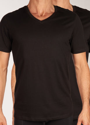 Jack & Jones t-shirt v-hals 2 pack jacbasic tee black heren 12133914-2716018 Jack & Jones t-shirt col v lot de 2 jacbasic tee black hommes
