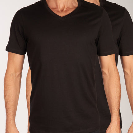 Jack & Jones t-shirt v-hals 2 pack jacbasic tee black heren 12133914-2716018 Jack & Jones t-shirt col v lot de 2 jacbasic tee black hommes
