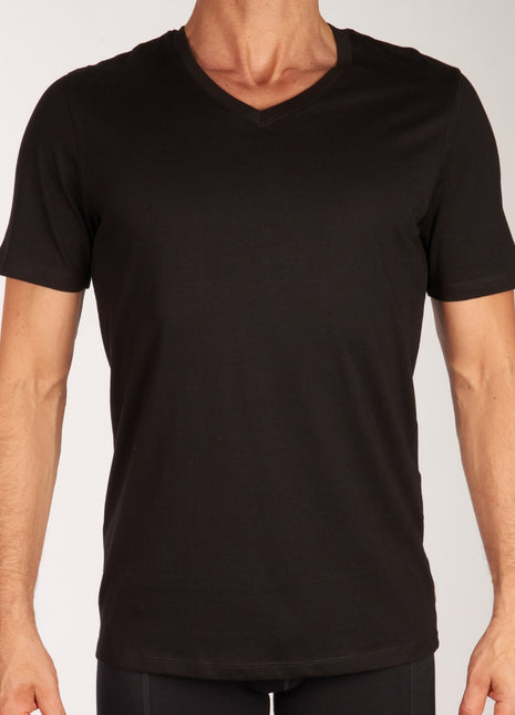 Jack & Jones t-shirt v-hals 2 pack jacbasic tee black heren 12133914-2716018 Jack & Jones t-shirt col v lot de 2 jacbasic tee black hommes