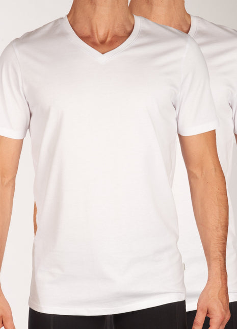 Jack & Jones t-shirt v-hals 2 pack jacbasic tee white heren 12133914-2716019 Jack & Jones t-shirt col v lot de 2 jacbasic tee white hommes