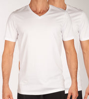 Jack & Jones t-shirt col v lot de 2 jacbasic tee white hommes