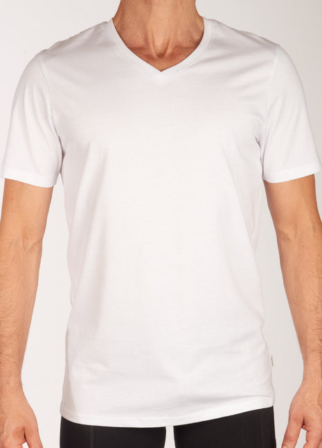 Jack & Jones t-shirt v-hals 2 pack jacbasic tee white heren 12133914-2716019 Jack & Jones t-shirt col v lot de 2 jacbasic tee white hommes