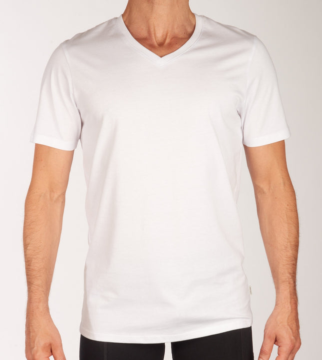 Jack & Jones t-shirt v-hals 2 pack jacbasic tee white heren 12133914-2716019 Jack & Jones t-shirt col v lot de 2 jacbasic tee white hommes
