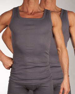 Mango singlet 2 pack 1-1 rib box grey heren 685-7850-box grey Mango débardeur lot de 2 1-1 rib box grey hommes
