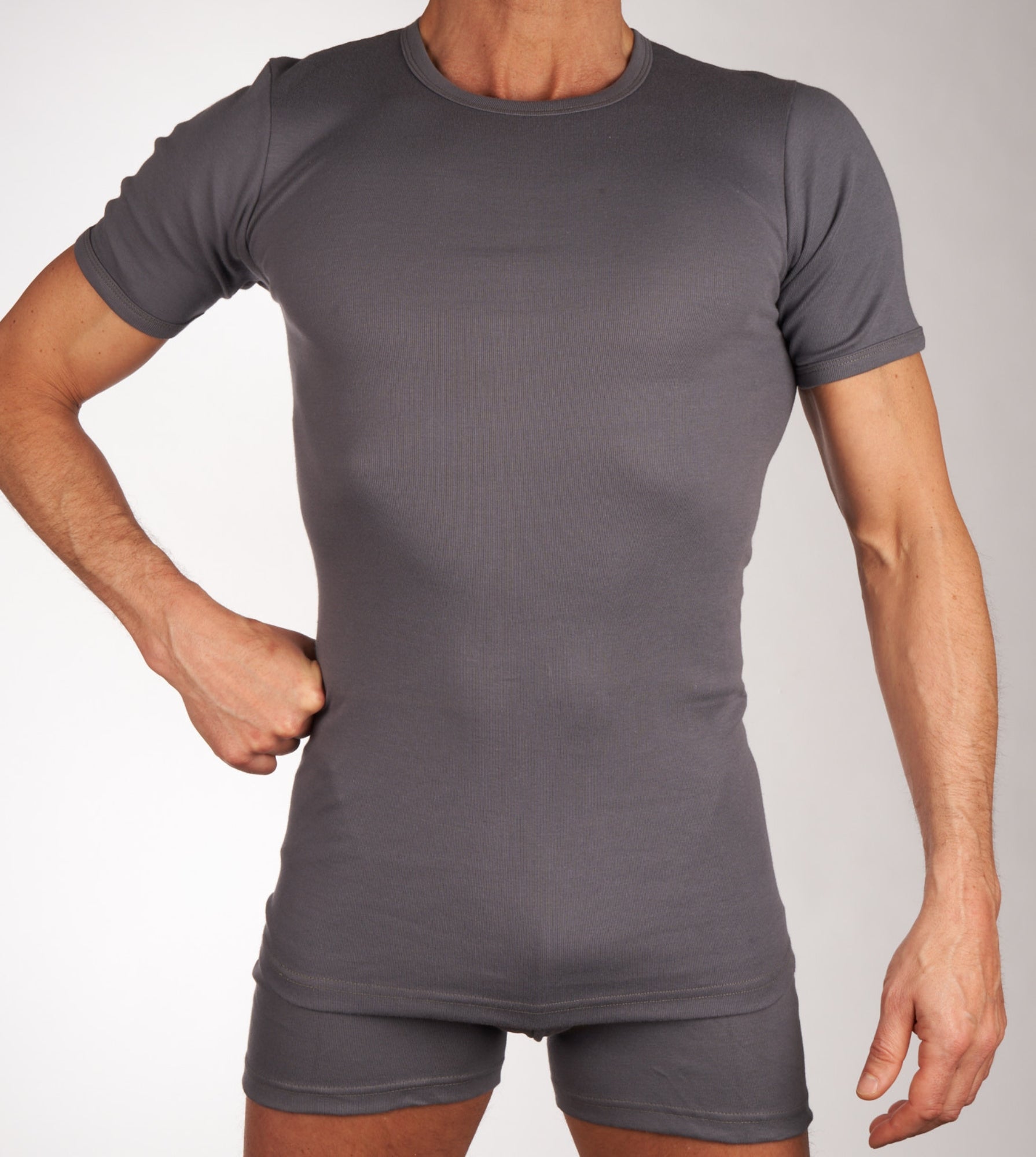 Mango t shirt ronde hals 2 pack 1 1 rib box grey heren MyComfort24