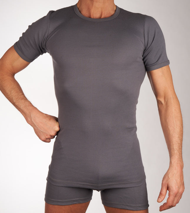 Mango t-shirt ronde hals 2 pack 1-1 rib box grey heren 685-8167-box grey Mango t-shirt col rond lot de 2 1-1 rib box gey hommes
