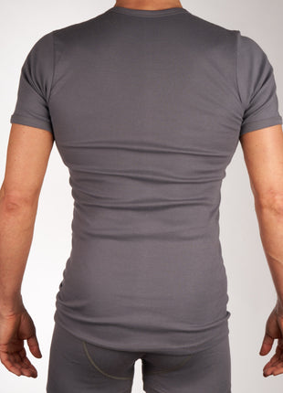 Mango t-shirt ronde hals 2 pack 1-1 rib box grey heren 685-8167-box grey Mango t-shirt col rond lot de 2 1-1 rib box gey hommes
