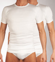 Mango t-shirt ronde hals 2 pack 1-1 rib white heren