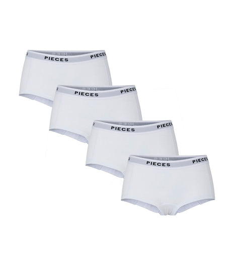 Pieces short 4 pack pclogo lady boxer bright white dames 17106857-3423813 Pieces shorty 4 pack pclogo lady boxer bright white femmes