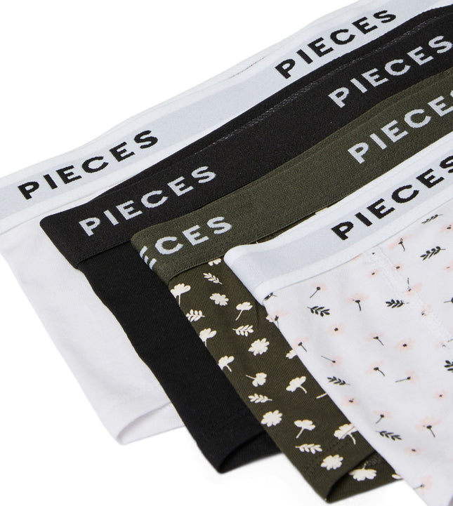 Pieces short 4 pack pclogo lady boxer forest night dames 17156241-4868364 Pieces shorty 4 pack pclogo lady boxer forest night femmes