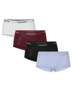 Pieces short 4 pack pclogo lady boxer tawny port dames 17106857-4868372 Pieces shorty 4 pack pclogo lady boxer tawny port femmes