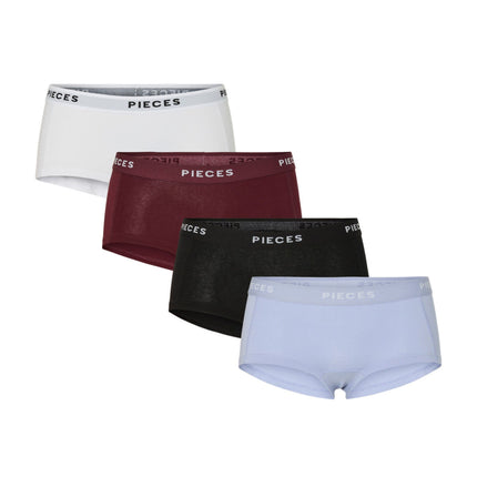 Pieces short 4 pack pclogo lady boxer tawny port dames 17106857-4868372 Pieces shorty 4 pack pclogo lady boxer tawny port femmes