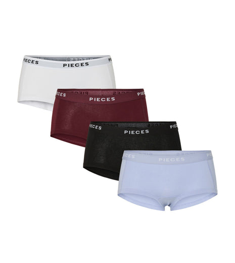Pieces short 4 pack pclogo lady boxer tawny port dames 17106857-4868372 Pieces shorty 4 pack pclogo lady boxer tawny port femmes