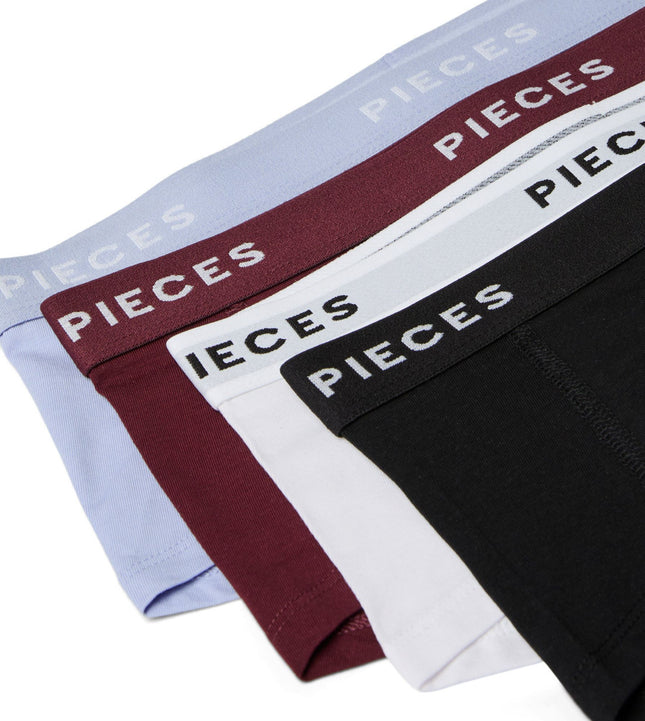 Pieces short 4 pack pclogo lady boxer tawny port dames 17106857-4868372 Pieces shorty 4 pack pclogo lady boxer tawny port femmes