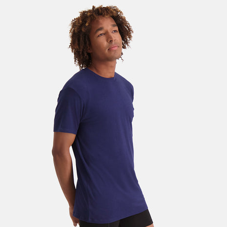 Bamboo Basics t-shirt ronde hals 2 pack knitted r-neck t-shirt blue heren