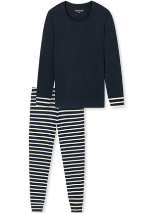 Schiesser pyjama lange gestreepte broek casual essentials midnight blue dames