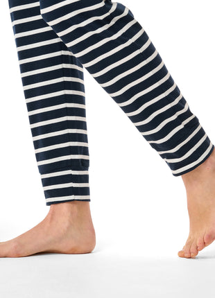 Schiesser pyjama lange gestreepte broek casual essentials midnight blue dames