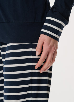 Schiesser pyjama lange gestreepte broek casual essentials midnight blue dames