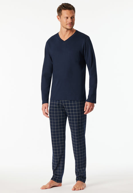 Schiesser pyjama lange broek fine interlock nightblue heren
