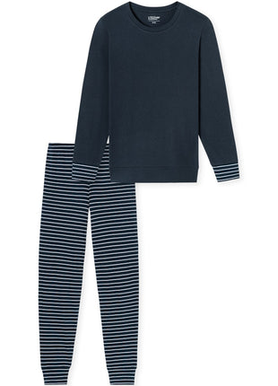 Schiesser pyjama lange broek uncover dark blue stripes pant dames