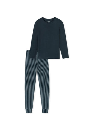 Schiesser pyjama lange broek uncover dark blue dames