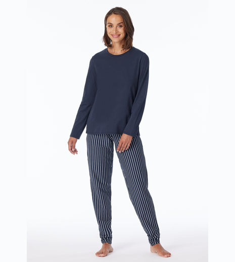 Schiesser pyjama lange broek uncover dark blue dames