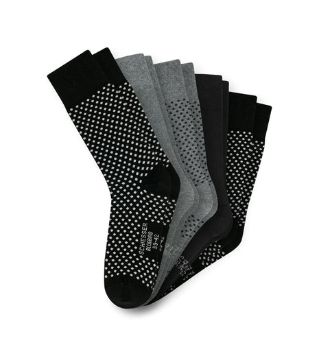 Schiesser sokken 5 paar bluebird stay fresh socks zwart gestipt gecombineerd heren