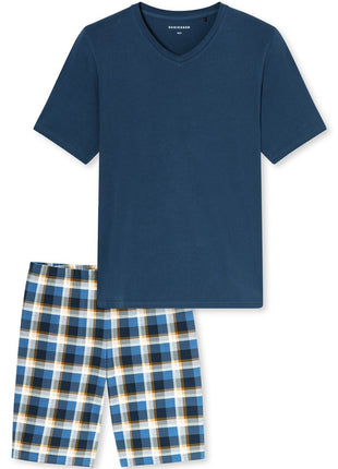 Schiesser pyjama short casual essentials deep blue heren