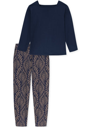 Schiesser pyjama long interlock bleu marine femme