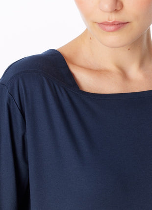Schiesser pyjama long interlock bleu marine femme