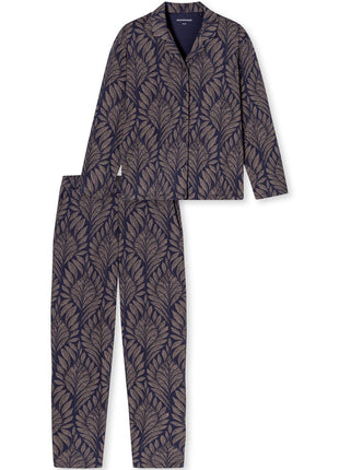 Schiesser pyjama long interlock deep sea blue dames