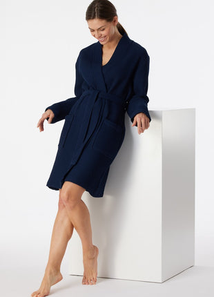 Schiesser peignoir Essentials bleu foncé femme