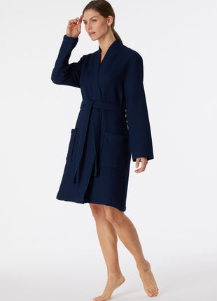 Schiesser peignoir Essentials bleu foncé femme
