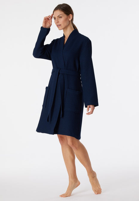 Schiesser peignoir Essentials bleu foncé femme