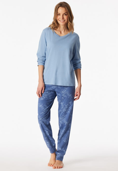 Schiesser pyjama pantalon long Uncover bleu clair femme