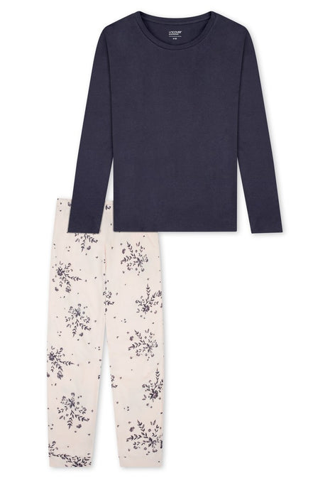 Pyjama long Schiesser Uncover bleu-gris femme