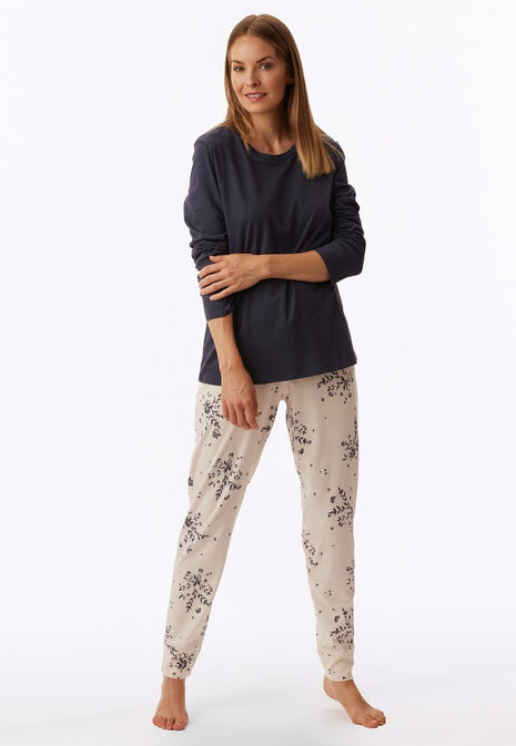 Pyjama long Schiesser Uncover bleu-gris femme