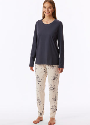 Schiesser pyjama long Uncover bluegrey dames