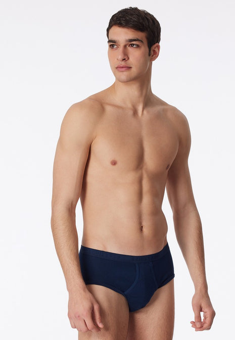 Schiesser slip lot de 2 classiques originaux slip sport en côtes 1x1 marine pour hommes