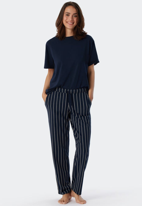 Schiesser broek mix + relax blue stripes dames