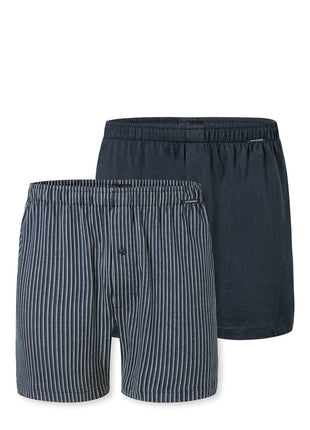 Schiesser lot de 2 boxers en coton biologique bleu pour homme