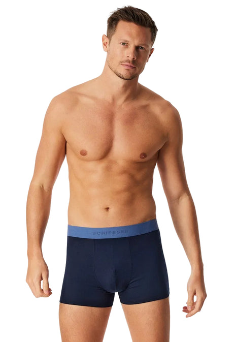 Schiesser short 3 pack 95/5 organic cotton boxer briefs midnight blue heren