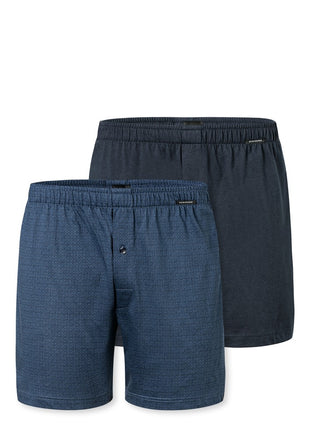 Schiesser boxershort 2 pack organic cotton donkerblauw heren