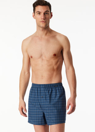 Schiesser boxershort 2 pack organic cotton blauw ruiten heren