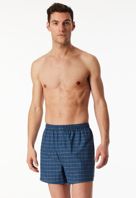 Schiesser boxershort 2 pack organic cotton blauw ruiten heren