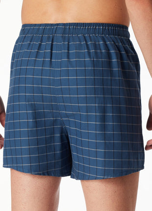 Schiesser boxershort 2 pack organic cotton blauw ruiten heren